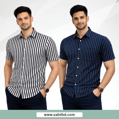 Men's Half Sleeve Striped Shirt