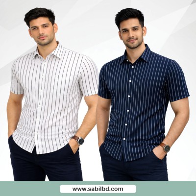 Men's Half Sleeve Striped Shirt