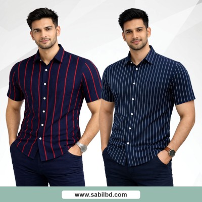 Men's Half Sleeve Striped Shirt