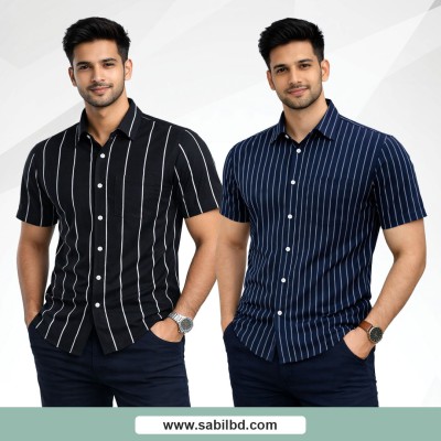 Men's Half Sleeve Striped Shirt