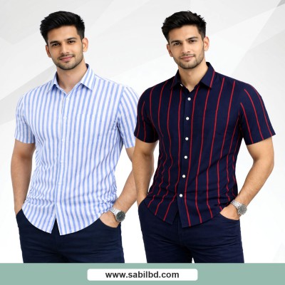 Men's Half Sleeve Striped Shirt