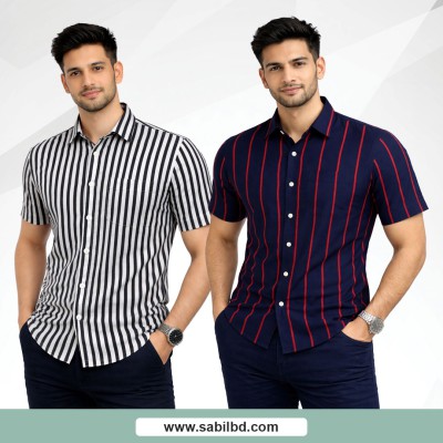 Men's Half Sleeve Striped Shirt