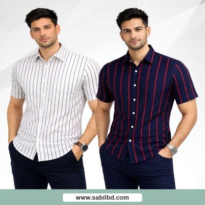Men's Half Sleeve Striped Shirt