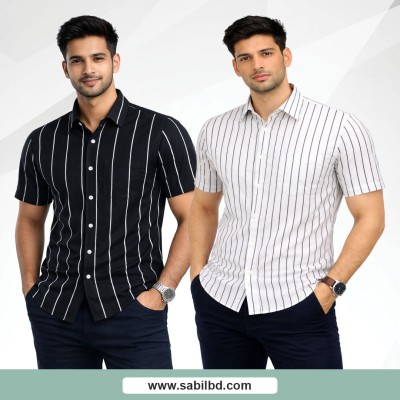 Men's Half Sleeve Striped Shirt