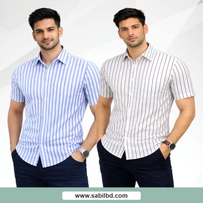 Men's Half Sleeve Striped Shirt