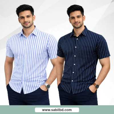 Men's Half Sleeve Striped Shirt