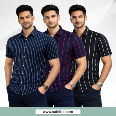 Men's Half Sleeve Striped Shirt