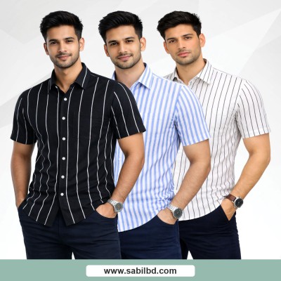Men's Half Sleeve Striped Shirt
