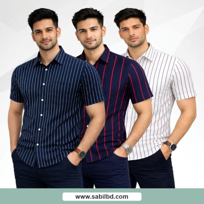 Men's Half Sleeve Striped Shirt